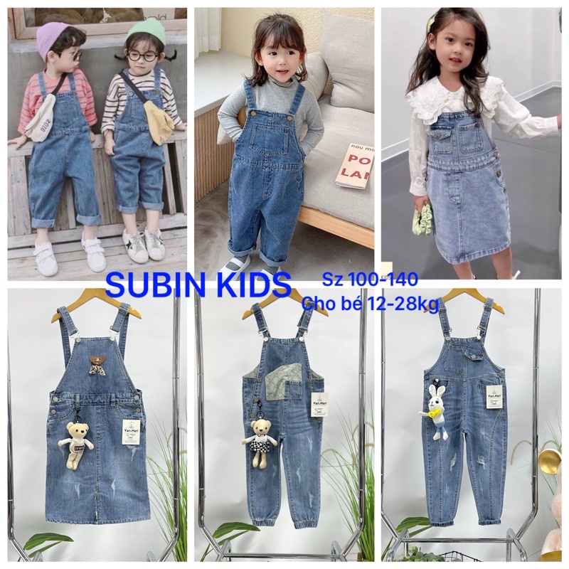 Quần Yếm Jean Cho Bé trai và bé Gái SB 12kg-30kg Từ 2 tuổi Đến 8/9 Tuổi quần yếm bò trẻ em (sẵn kho) SUBIN KIDS