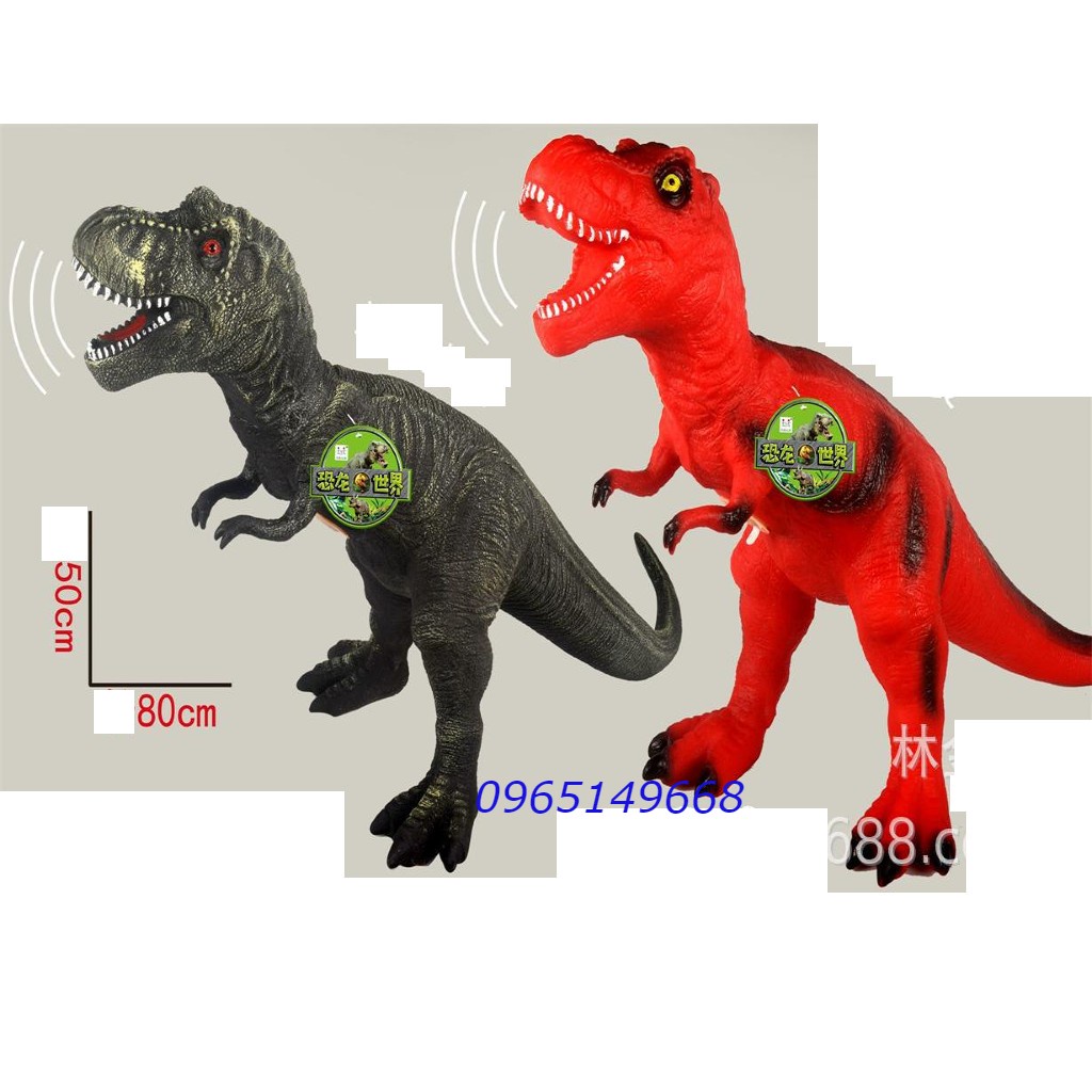 Đồ chơi khủng long bạo chúa đen 80cm có tiếng kêu bằng nhựa mềm siêu bền