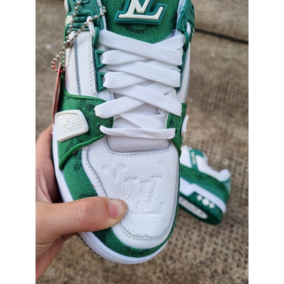 Giày Louis Vuitton LV Trainer Monogram Denim, Giày LV Xanh Lá, Màu Đen Nam Nữ Siêu Chất