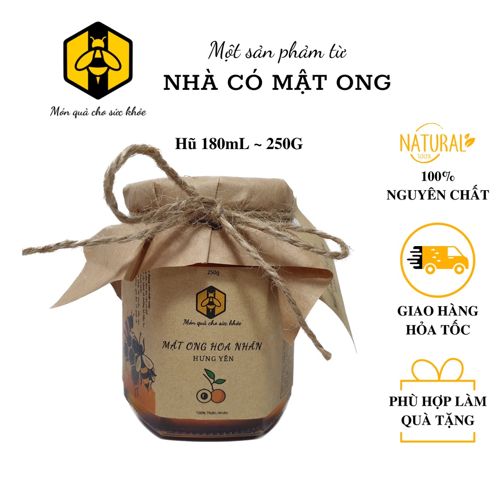 Mật ong nguyên chất hoa nhãn Hưng Yên thơm ngon đặc biệt 100% tự nhiên (tặng kèm que lấy mật ong gỗ thông)