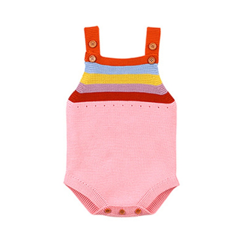 Bộ Áo Liền Quần Sát Nách Dệt Kim Họa Tiết Kẻ Sọc Màu Cầu Vồng Xinh Xắn Cho