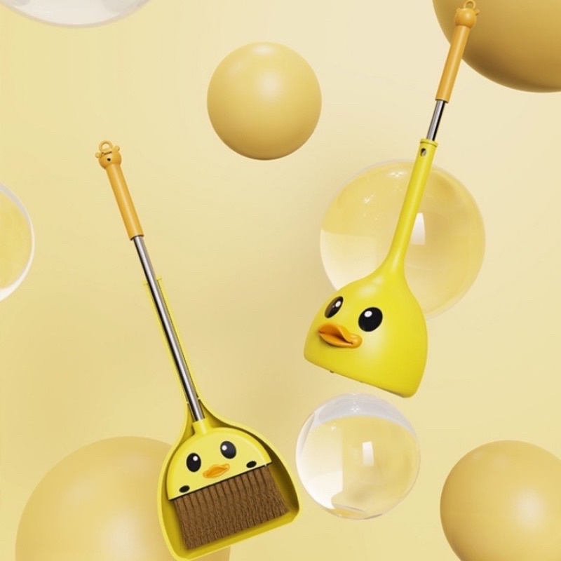 Bộ chổi và hót rác vịt vàng chất liệu nhựa cao cấp siêu xinh để trong phòng ngủ để dọn dẹp vệ sinh hàng ngày