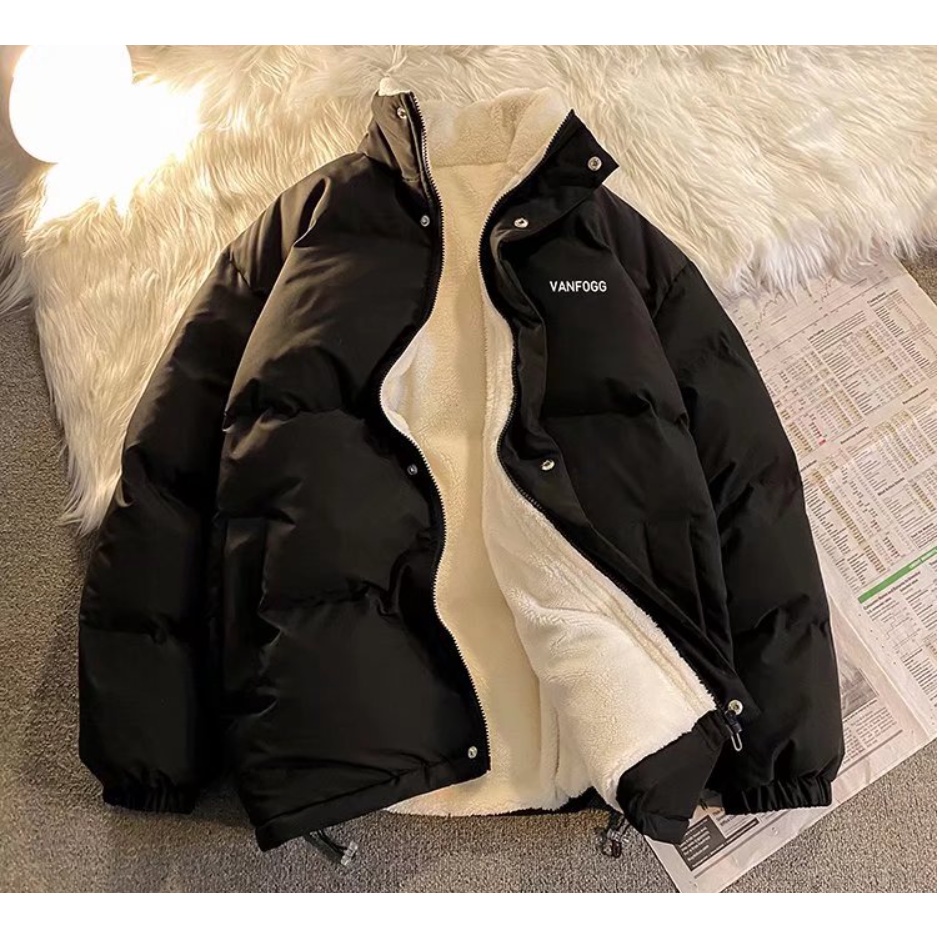 Áo Phao Béo  Fom Rộng Nam Nữ - Phối Chữ Ngực Ấm Áp Mùa Đông Không Lạnh