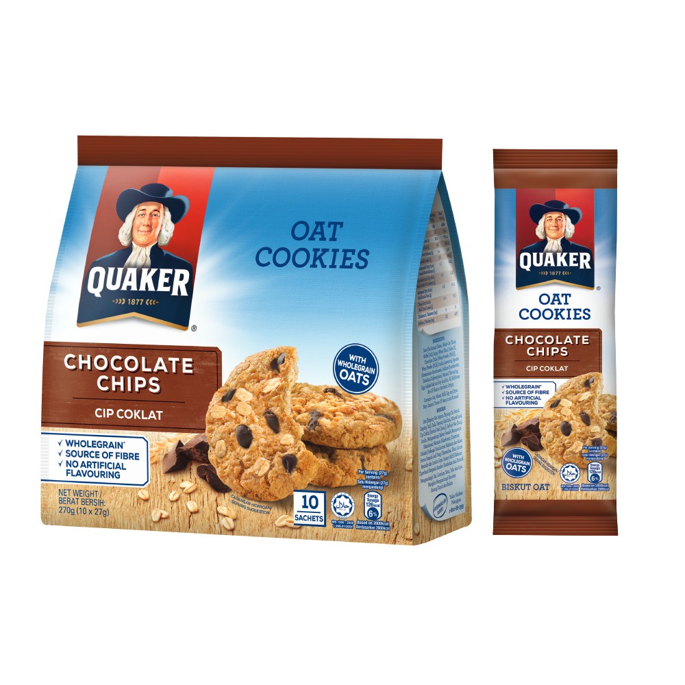 Combo 2 Bánh Quy Yến Mạch Quaker Hương Chocolate 270gr/gói