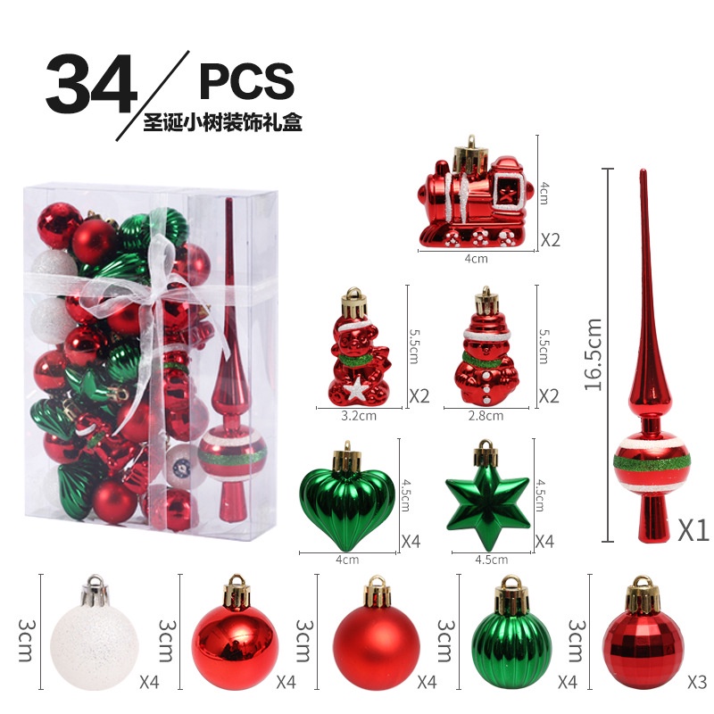 Hàng Mới Về Set 34 Trái Châu Mini K9WX Sơn Màu Trang Trí Cây Thông Noel