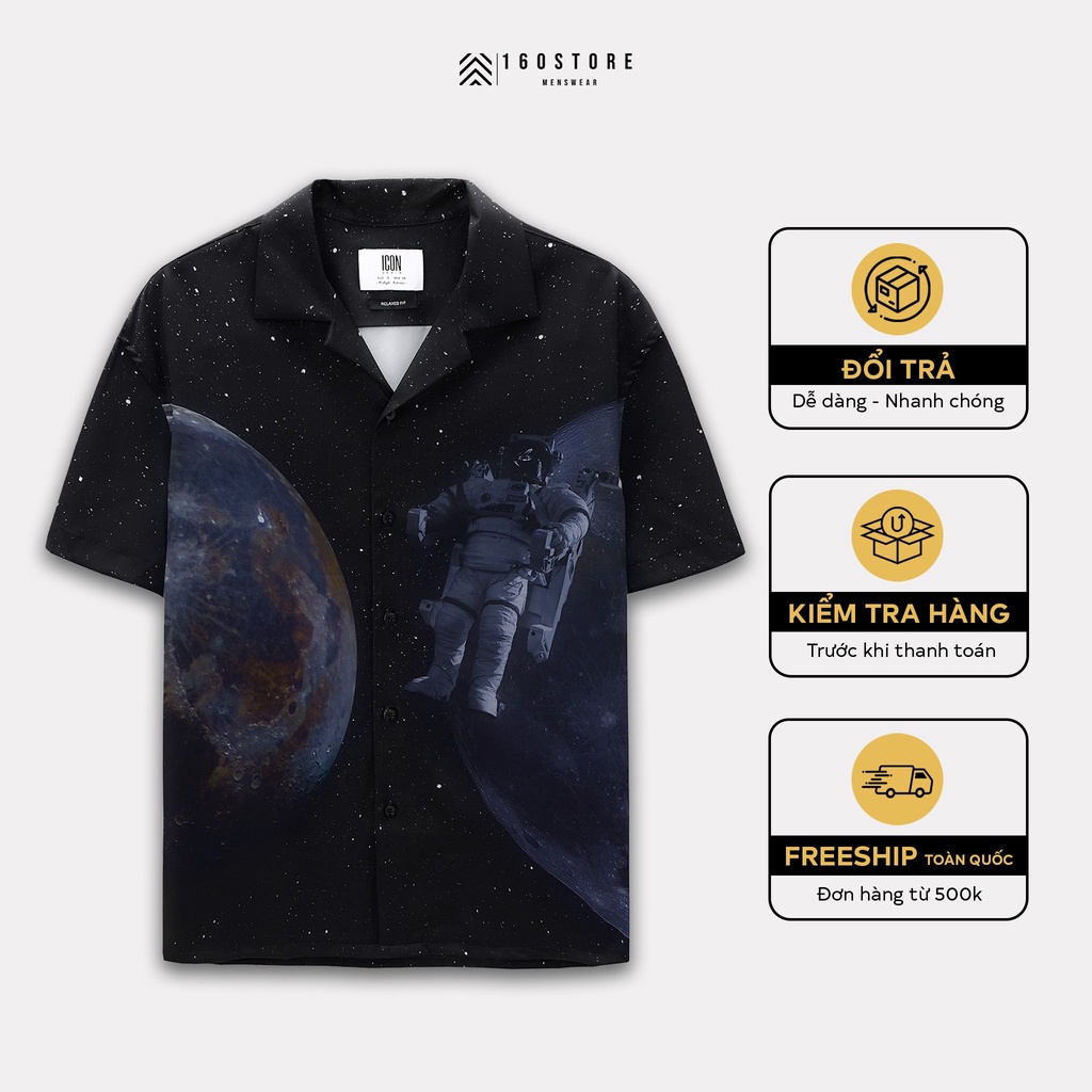 Áo Sơ Mi Nam ICDN Astronaut Shirts Chính Hãng 160STORE Chuyển Nhiệt Full Tọa Tiết SMID0064