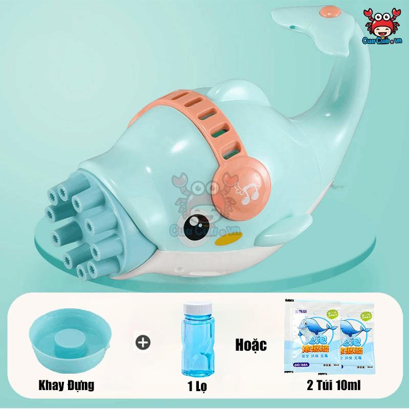 Máy bắn bong bóng cá heo 10 nòng cho bé - Máy máy phun thổi bong bóng xà phòng hình cá heo