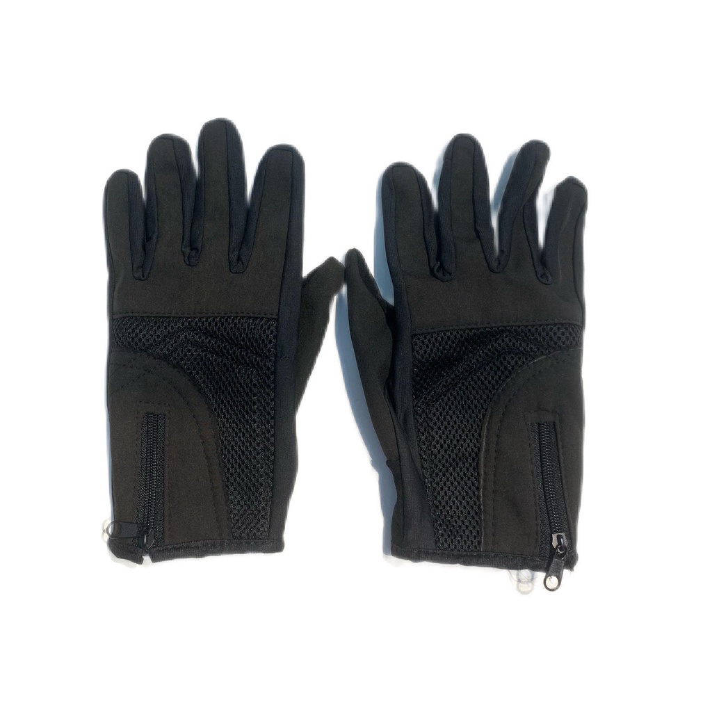 Găng Tay Nam Màu Đen Trơn Có Khóa Kéo Tiện Lợi