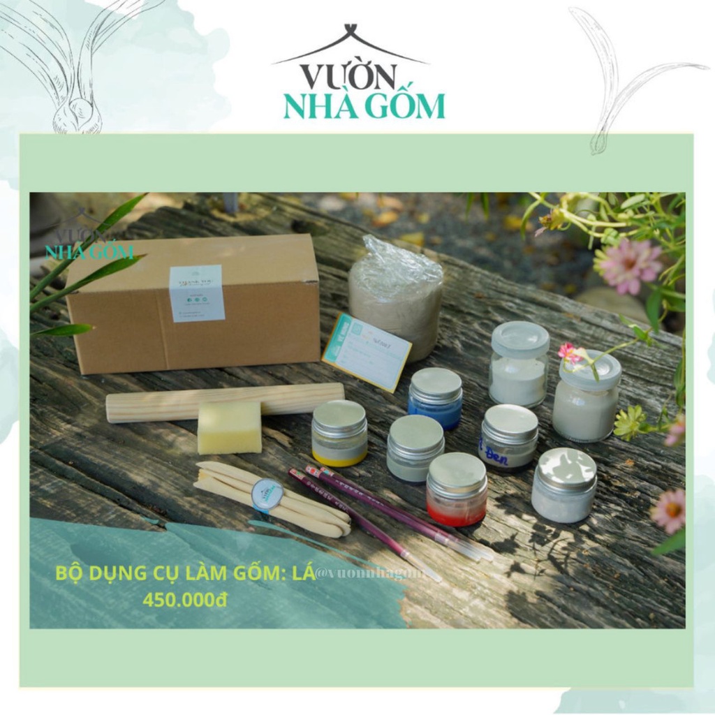 Combo dụng cụ làm gốm thủ công Chồi, Đất sét làm gốm, nặn gốm, Đất dùng làm gốm, dụng cụ làm gốm - Vườn Nhà Gốm