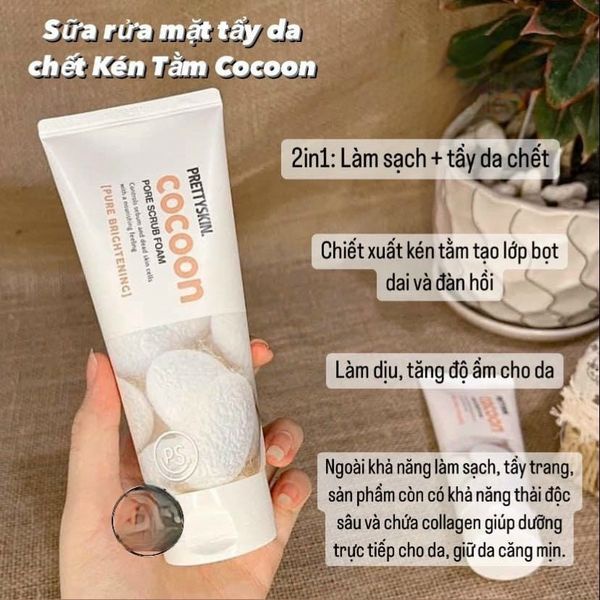 Sữa rửa mặt tẩy tế bào chết Cocoon Prettyskin chiết xuất kén tằm 150ml