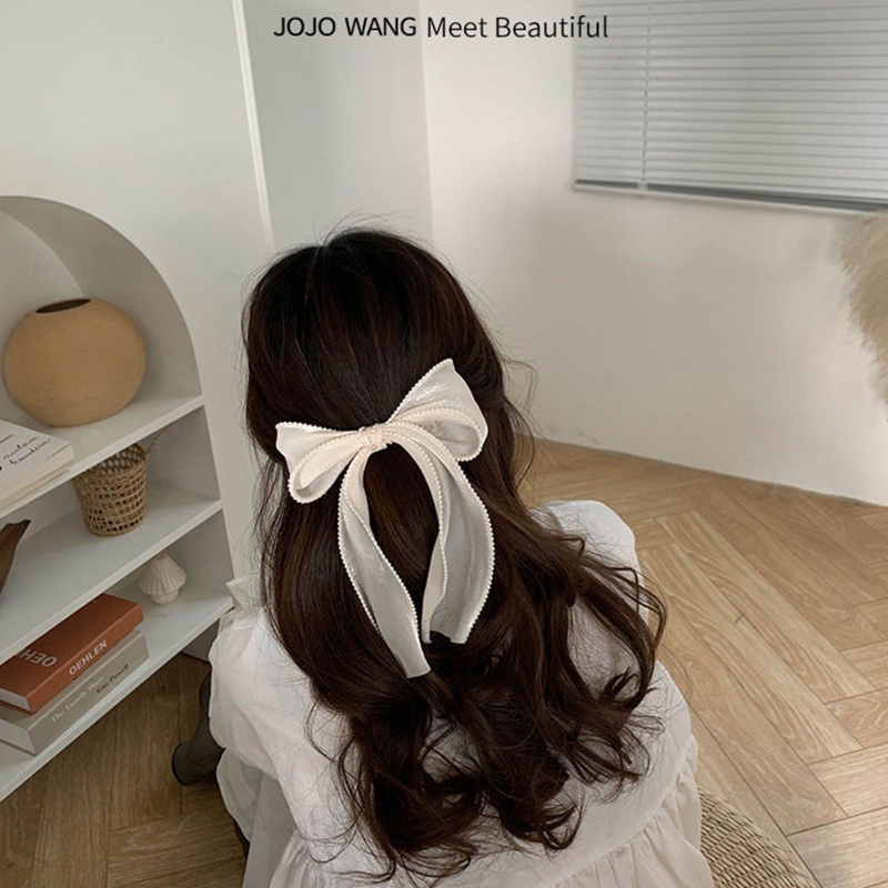 Kẹp Tóc Hình Nơ Đính Ngọc Trai Giả Thanh Lịch Cho Nữ