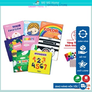 Bộ đồ chơi sách vải mini song ngữ cho bé theo chủ đề mini cloth book 4 cuốn - tiny toys