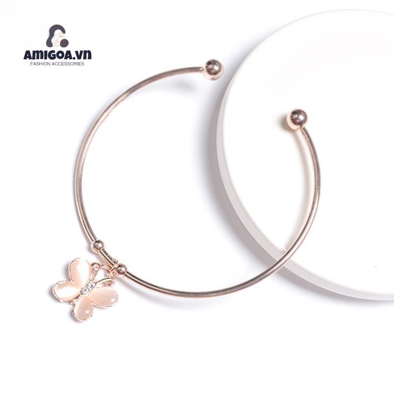 ✨✨Vòng Tay Hở Đính Đá Zircon Hình Bướm Đơn Giản Dễ Phối Đồ Cho Nữ