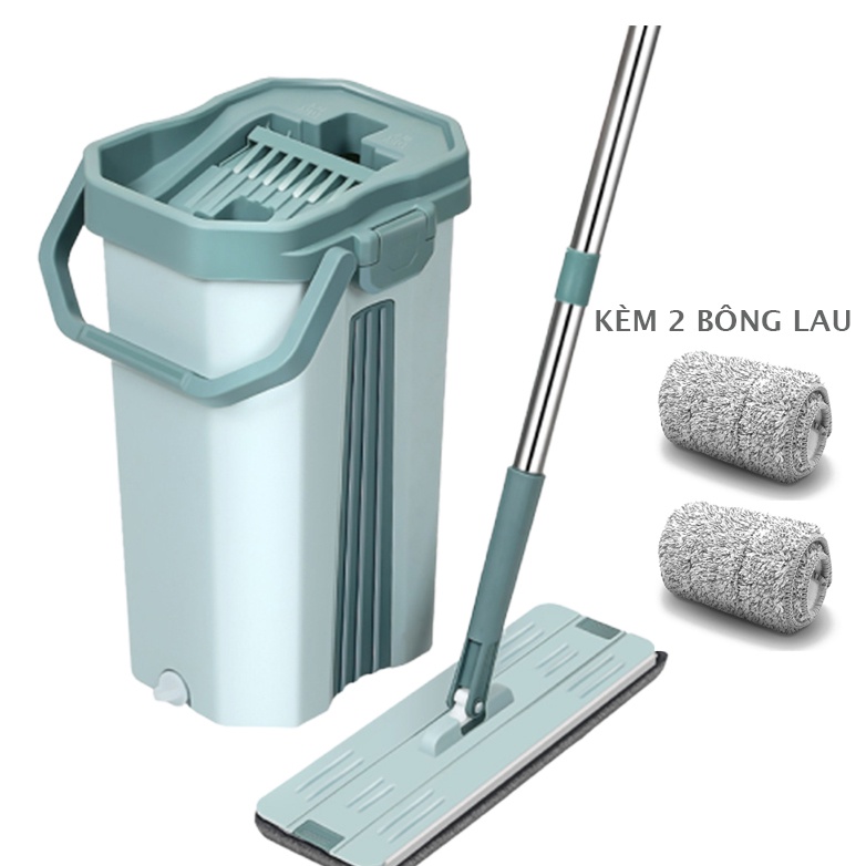 Bộ Chổi Lau Nhà Tự Vắt Kèm Thùng Tặng kèm 2 miếng bông lau