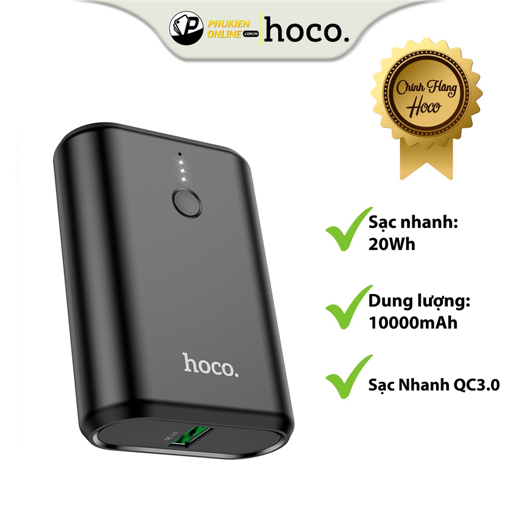 Pin Sạc Dự Phòng HOCO Q3, Sạc Nhanh QC3.0 PD 20W 10000mAh, Có LED Hiển Thị, Chất Liệu ABS PC Cao Cấp, Vỏ Chống Cháy.