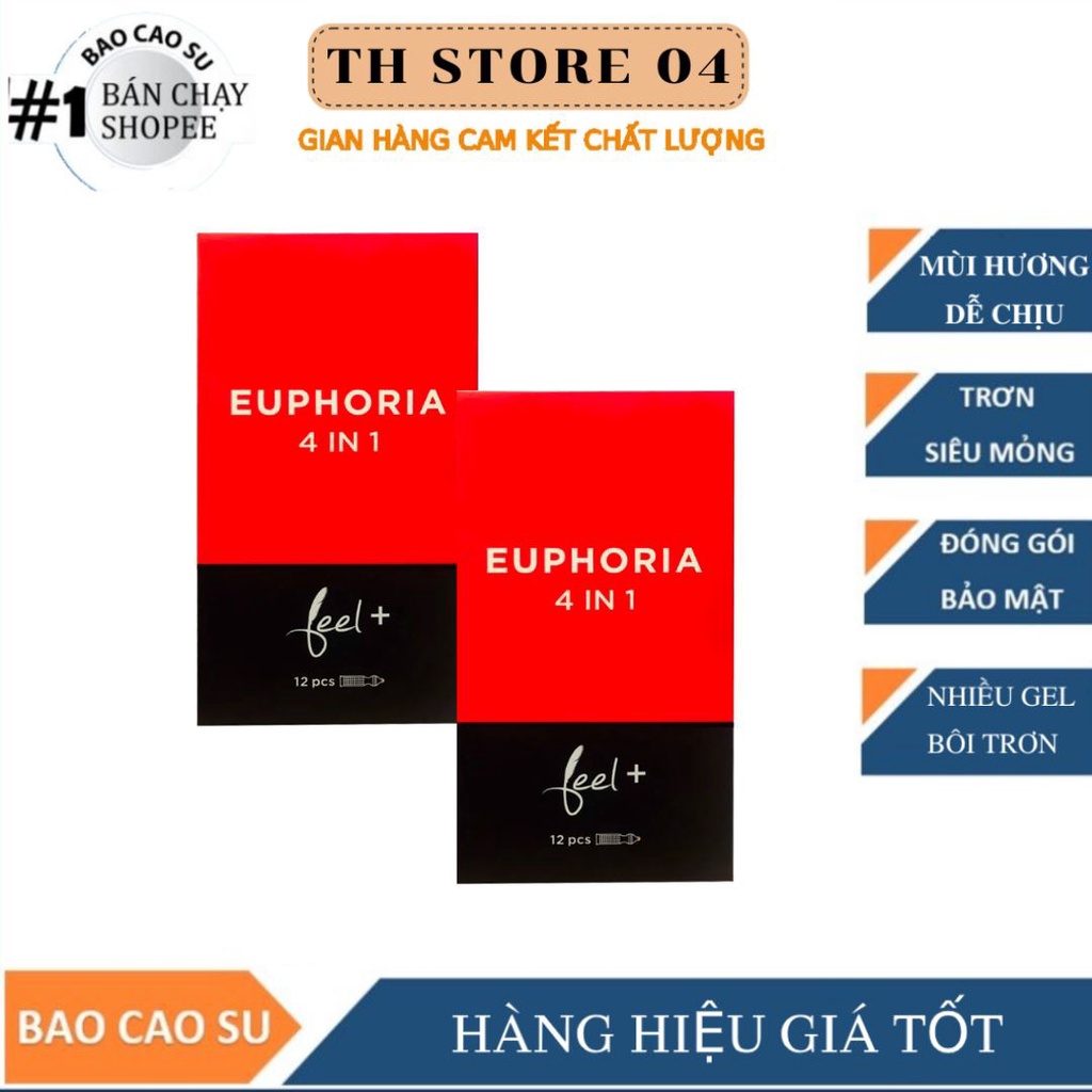 Bộ 2 Hộp Bao cao su Feel 4in 1 Gân, Gai, Kéo dài thời gian kết hợp hương dâu ngọt ngào,12bao/Hộp