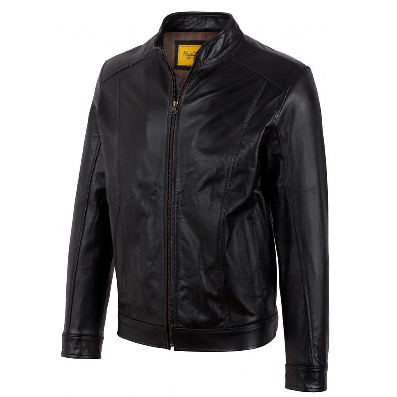 Áo da nam Ftt Leather Racer Jacket gân dọc 100% da bò cao cấp mã AD203B