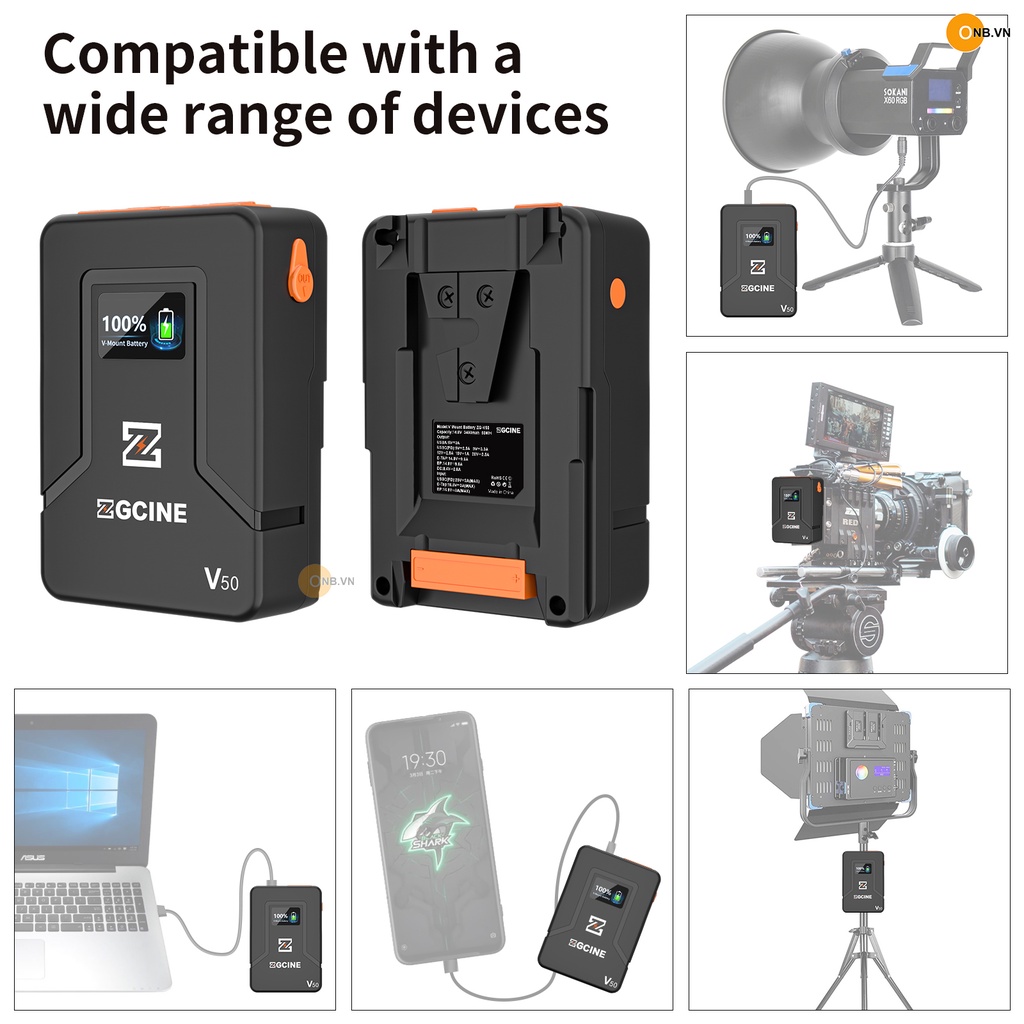 ZGCine V50 Pin V-Mount Battery 50wh 3800mAh cho máy ảnh