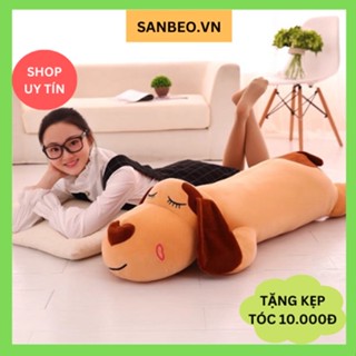 Gối ôm Gấu bông chó Husky, mũi trái tim chất liệu bông cao cấp đủ size 70cm, 90cm, 1m15cm-SANBEO.VN