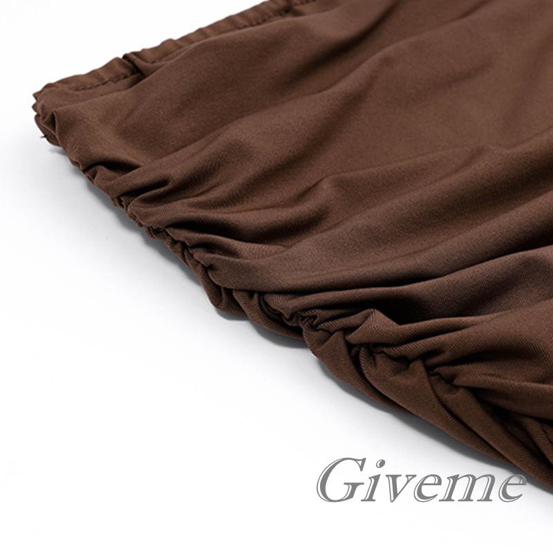 Áo Lửng Không Tay Hở Lưng Xếp Ly Màu Trơn Đơn Giản Cho Nữ