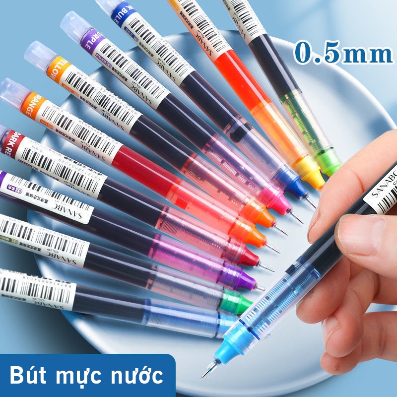 Bút mực nước ngòi kim nét 0.5mm B49 bút viết mực đen, xanh, đỏ phong cách basic tối giản