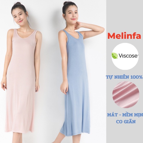 Váy đầm hai dây ba lỗ dáng dài vải Viscose tự nhiên co giãn mát lạnh mặc mùa hè, đầm mặc nhà mã VAV0285