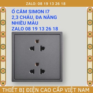  Ổ Cắm âm tường SIMON I7, đa năng 2 chấu, 3 chấu, màu trắng, vàng, xám Simon dòng I7, bảo hành 2 năm
