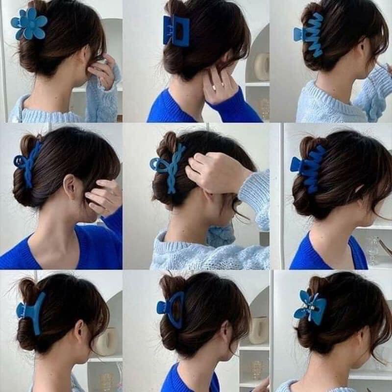 Kẹp tóc càng cua màu xanh dương hot trend Hàn Quốc