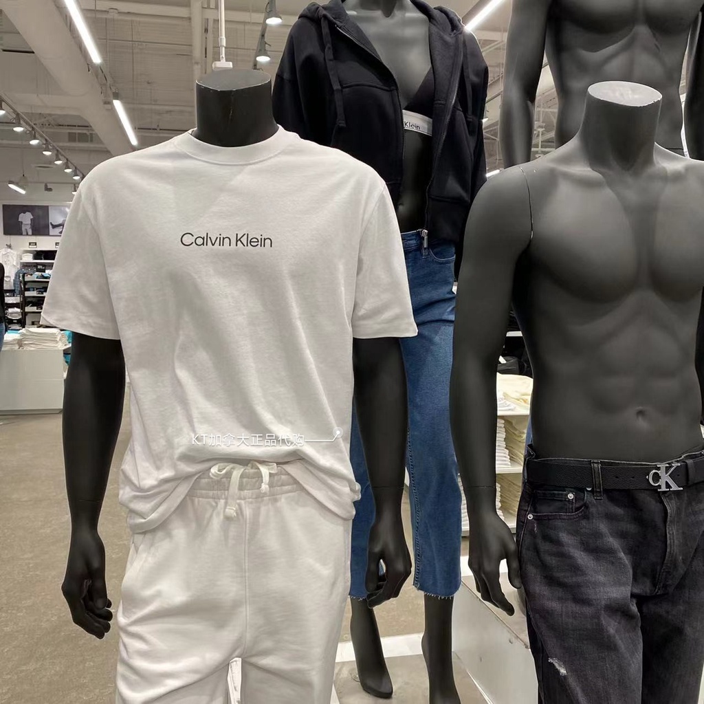 Áo Thun Cotton Ngắn Tay Cổ Tròn In Logo Calvin Klein Cá Tính Cho Nam