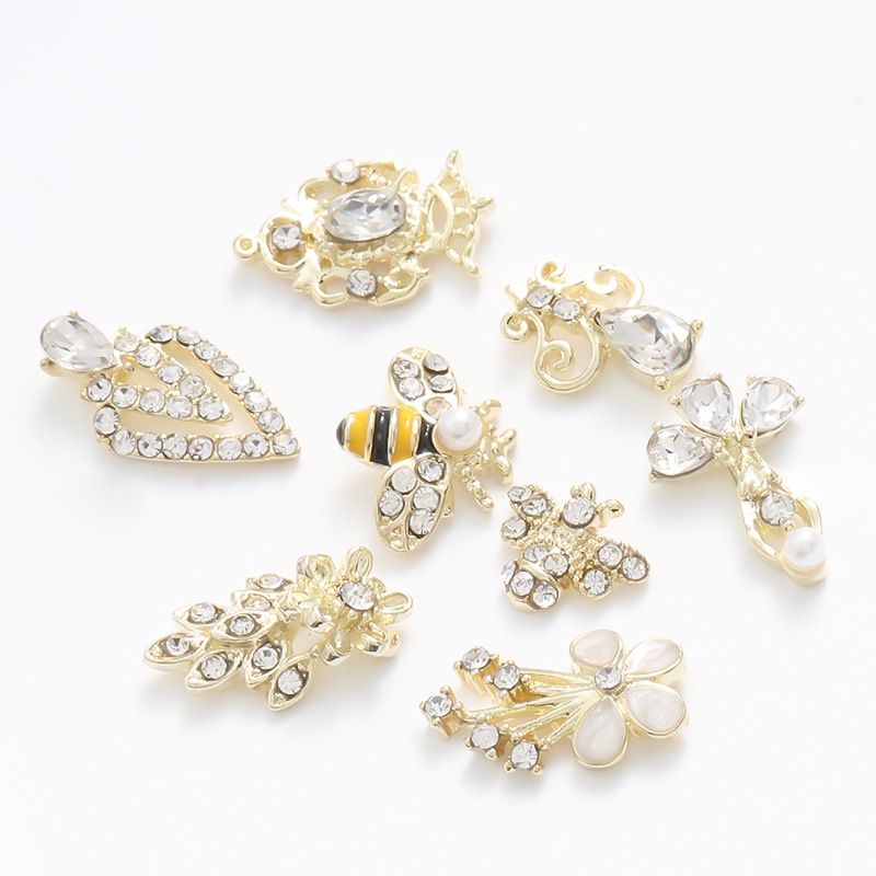 Phụ Kiện Trang Trí Móng Tay Hình Ong Bằng Hợp Kim Kim Loại Đính Đá Nhật Bản Mới