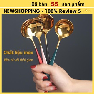 Thìa Ăn Cơm Bằng Inox Mạ Vàng Cán Dài Nhiều Mầu Sang Chảnh New Shopping