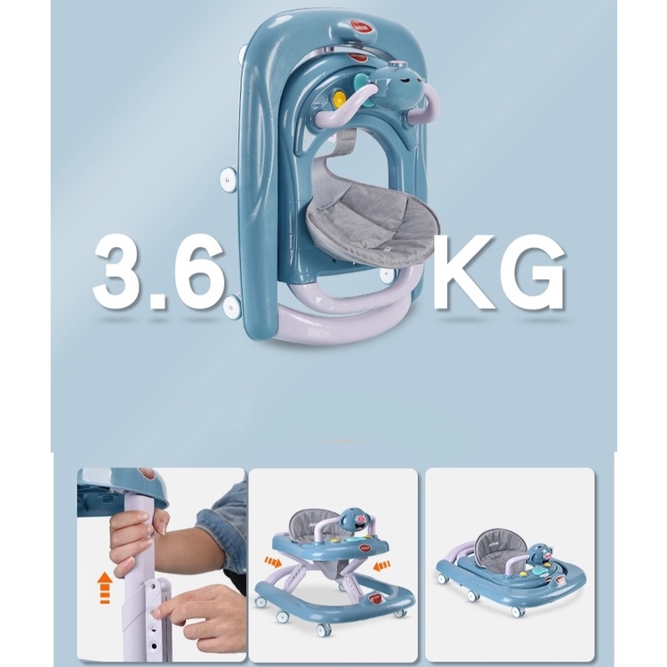 Xe tập đi xe chạy đa năng 2in1 chữ U cho bé có nhạc đèn 7 nấc chỉnh cao thấp dễ dàng