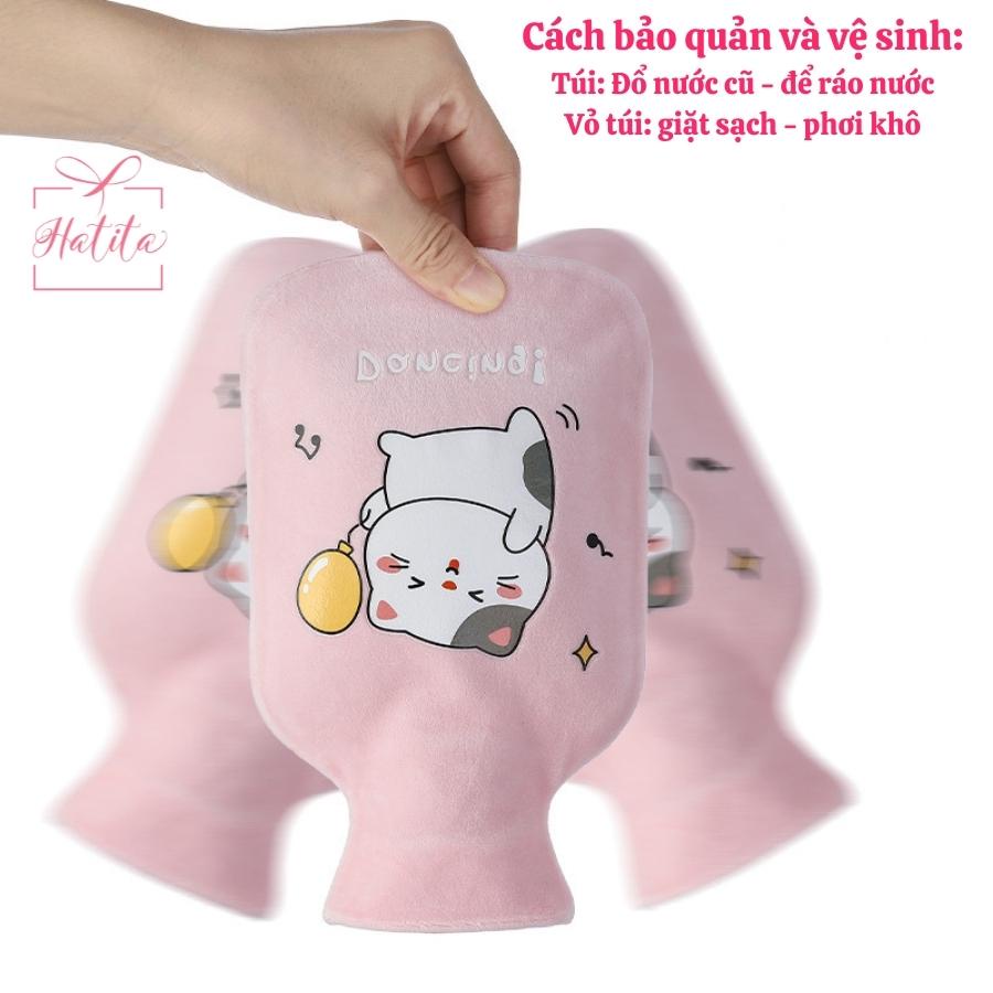 Túi chườm nóng Hatita 1000ml sưởi ấm hỗ trợ giảm đau bụng kinh cho bạn nữ, So cute