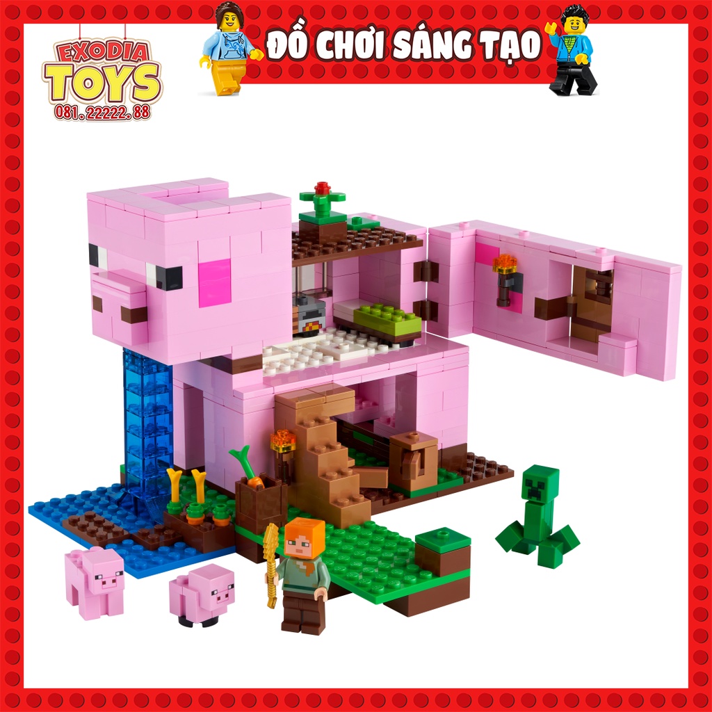 Xếp hình Minecraft Ngôi Nhà Heo : The Pig House - Đồ Chơi Lắp Ghép Sáng Tạo - BRICK 841 Ideas 21170