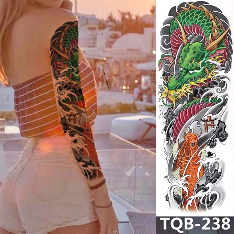 Hình Xăm Dán Tạm Thời Hình Cá Chép Rồng Chất Lượng Cao Cho Nam Và Nữ