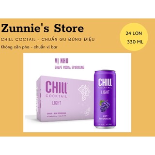 Thùng 24 lon Chill Cocktail Light vị Nho - Grape Rum Sparkling 330ml/lon