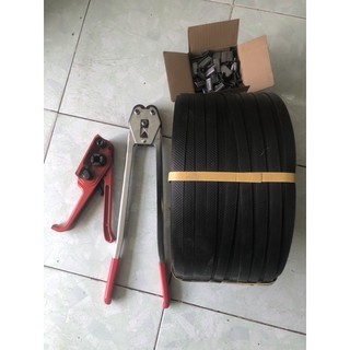 Combo bộ siết dây đai 4 món ( gồm : kiềm bóp đai+căng đai+dây đai+1 kg bọ)