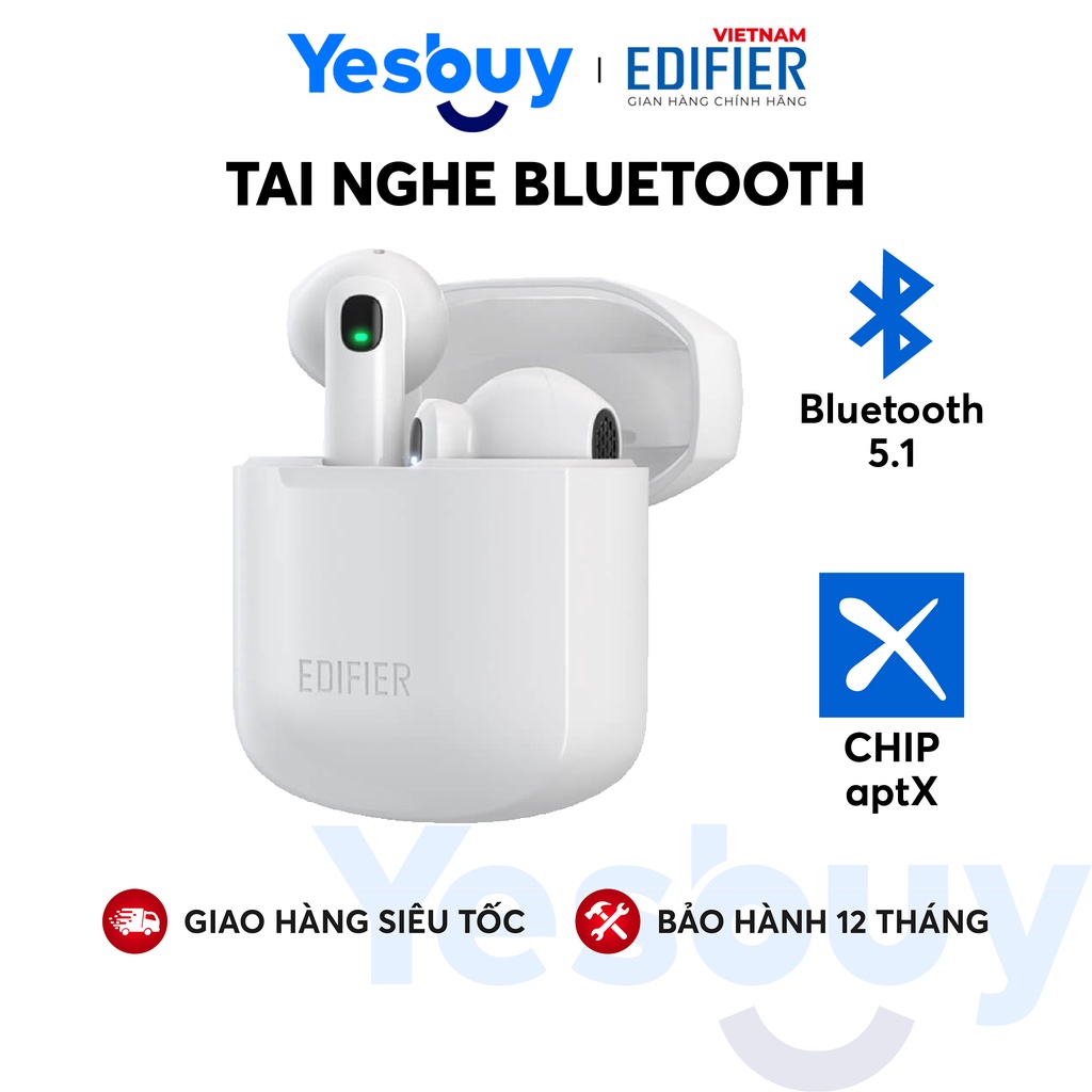 Tai nghe Bluetooth 5.1 EDIFIER W200T Mini Chip Qualcomm aptX Khử ồn cVc 8.0 Thời lượng pin 22 giờ Chống nước, bụi IP54