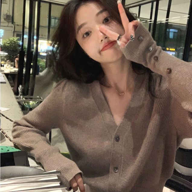 Áo Cardigan Dệt Kim Cổ Chữ V Thiết Kế Mới Ngọt Ngào Thời Trang Dành Cho Nữ