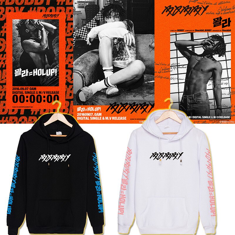 ÁO HOODIE FORM RỘNG KPOP Hàn Quốc Thời Trang IKON BOBBY SOLO HOLUP Album Cotton Áo Khoác Có MŨ