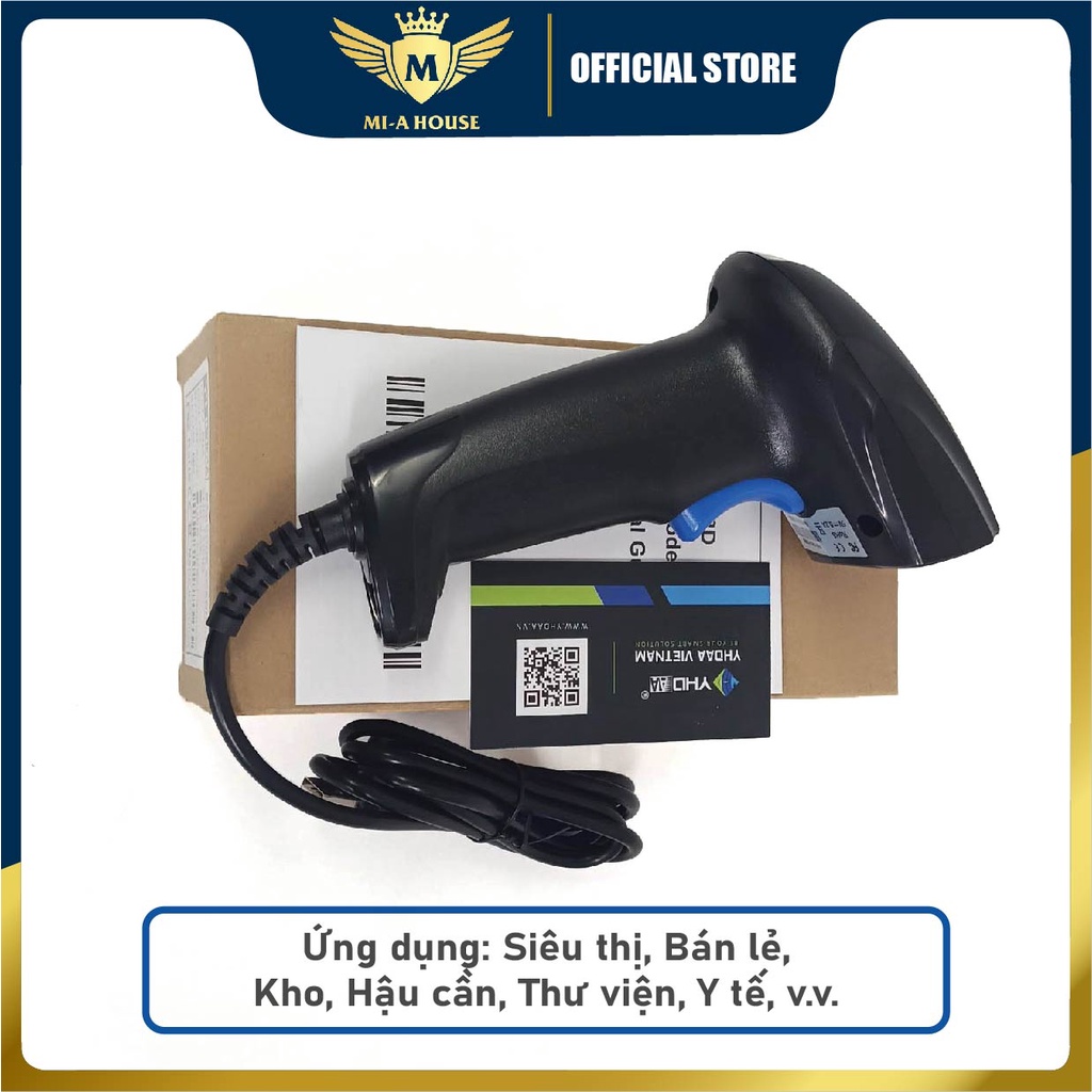 Máy quét mã vạch có dây YHD - 1100D 1D dùng dây cắm cổng USB Máy tính, Laptop