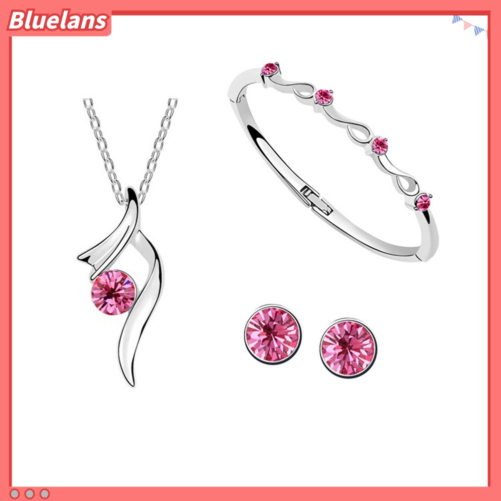 Bộ Trang Sức Mạ Bạc Đính Đá Sang Trọng 48h