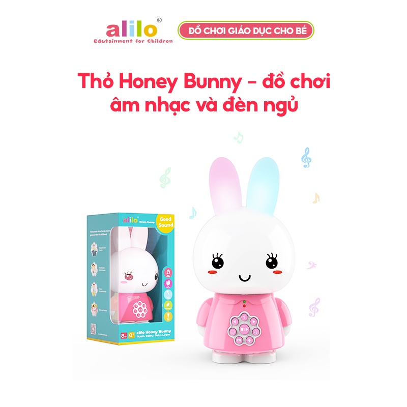 Đồ chơi âm nhạc giáo dục cho trẻ Alilo Honey Bunny G6 cho trẻ từ 0-4 tuổi, hỗ trợ học tiếng anh sớm - Hàng chính hãng