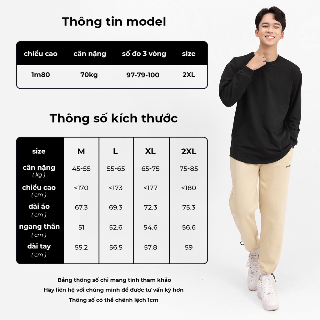 Áo dài tay nam THE 1992 Basic Sweater vạt bầu 5 màu trơn