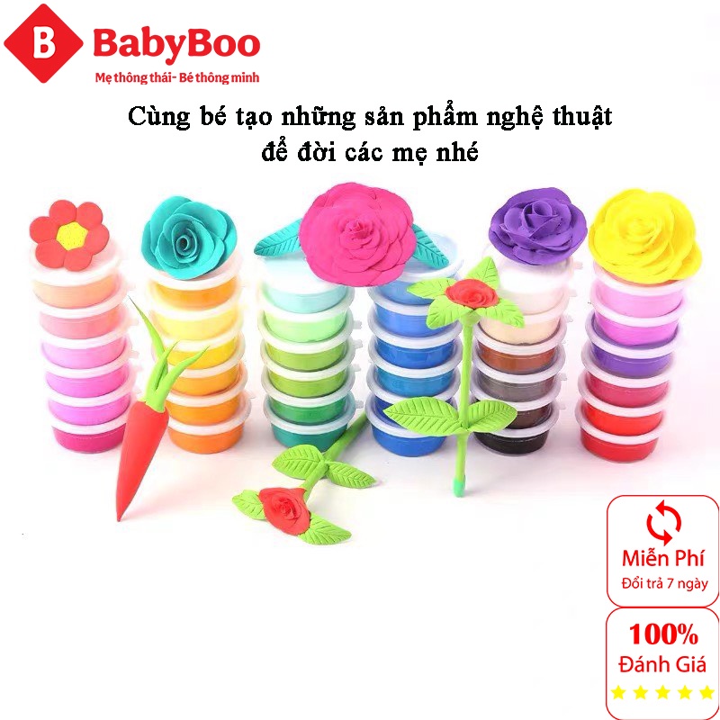 Đất sét tự khô nhật 36 màu Babyboo, Đất nặn an toàn cho bé, siêu nhẹ dễ dàng tạo hình trang trí cho bé