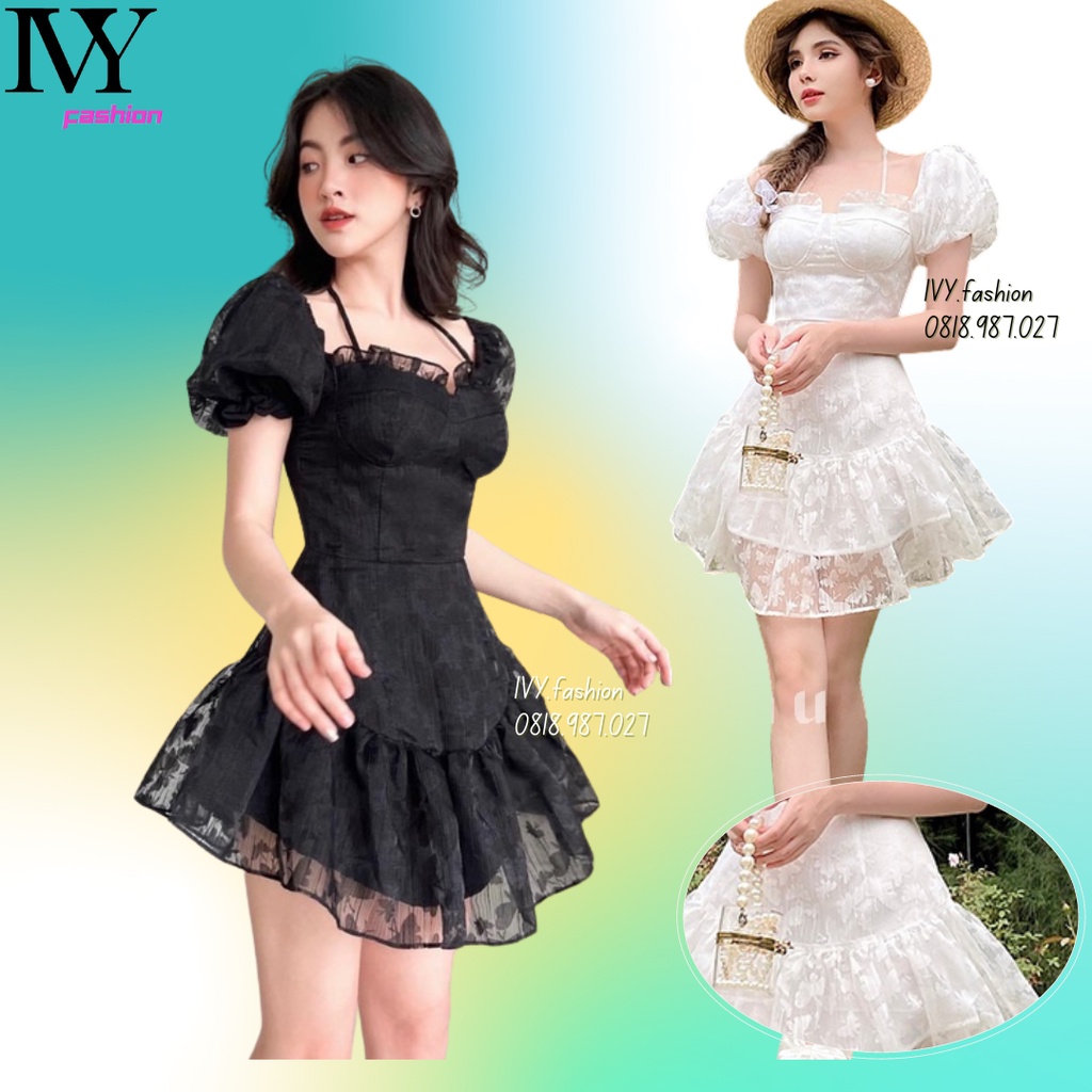 Đầm váy thiết kế 🔥ren mềm lót lụa mút ngực🔥 xoè tầng trễ vai cổ vuông tay phồng đi biển dự tiệc dạo phố bigsize gợi cảm