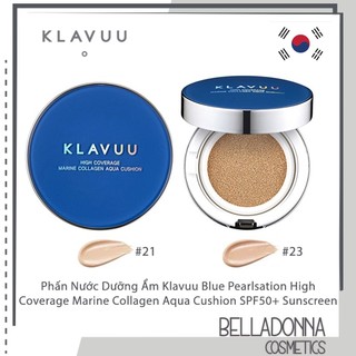 Phấn Nước Dưỡng Ẩm Klavuu Blue Pearlsation High Coverage Marine Collagen Aqua Cushion SPF50+ Sunscreen 12g