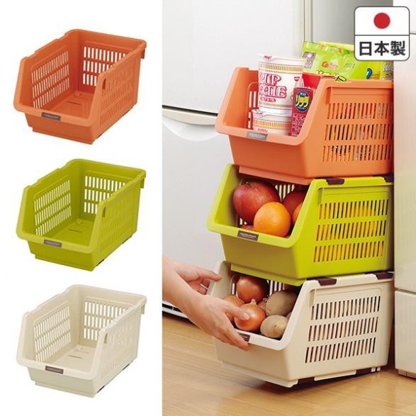 Giá đựng thực phẩm Inomata Nhật Bản dạng lưới xếp chồng lên nhau, Nhựa PP cao cấp, chịu nhiệt, không mùi