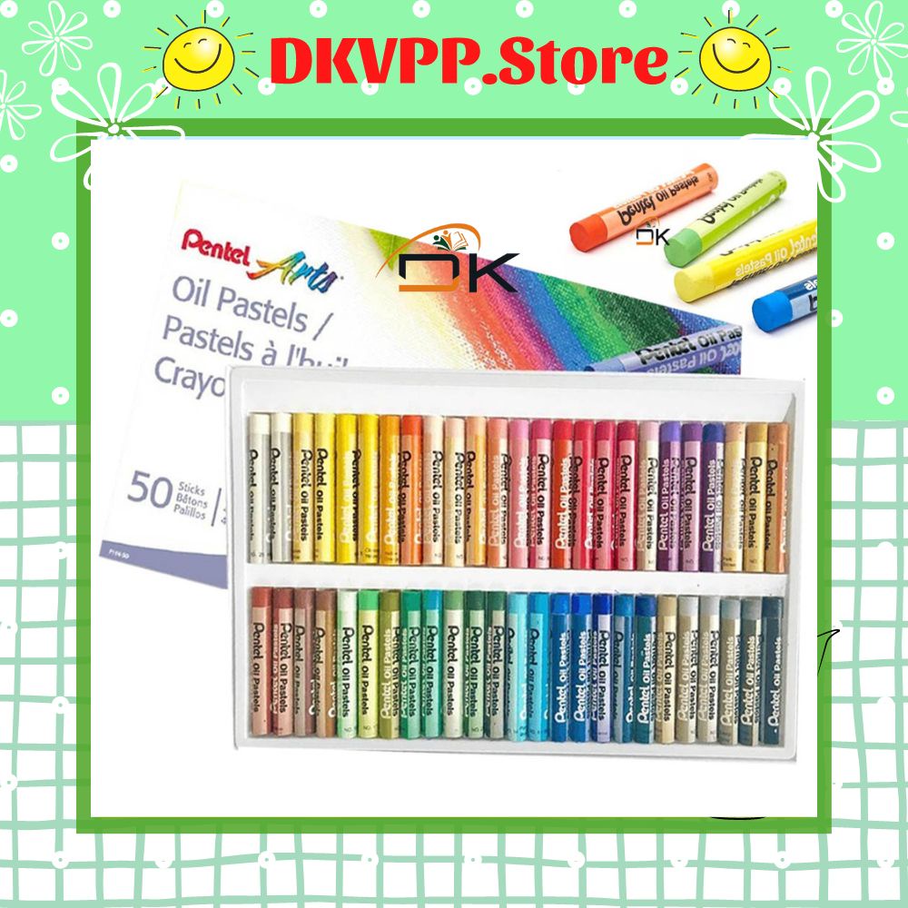 Sáp dầu Pentel 50 màu PHN-50AS/Bút màu cao cấp - DKVPP.Store, Sáp Nhật tô màu vẽ tranh đẹp, An toàn, quà tặng sang trọng