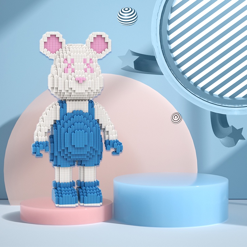 Chakra Ba Lô Hai Màu Khối Xếp Hình Gấu Nhiều Màu Sắc Với Mảnh Ghép Nhỏ